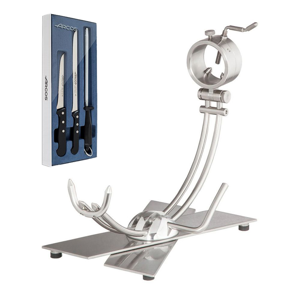 Jamonero Afinox X plegable Primus base Krion+Juego cuchillos corte jamón Arcos Universal859300