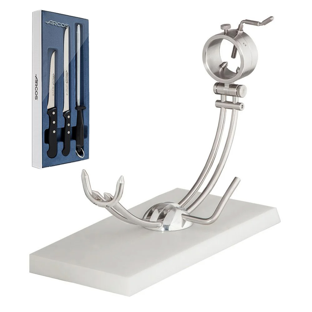 Set jamonero Afinox silestone blanco Primus + cortador jamonero universal Arcos 859300